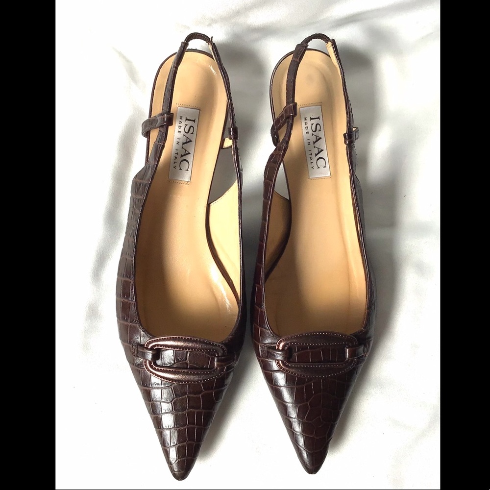 Isaac Mizrahi Crocodile Print Kitten Heel, Sz 9.5M
